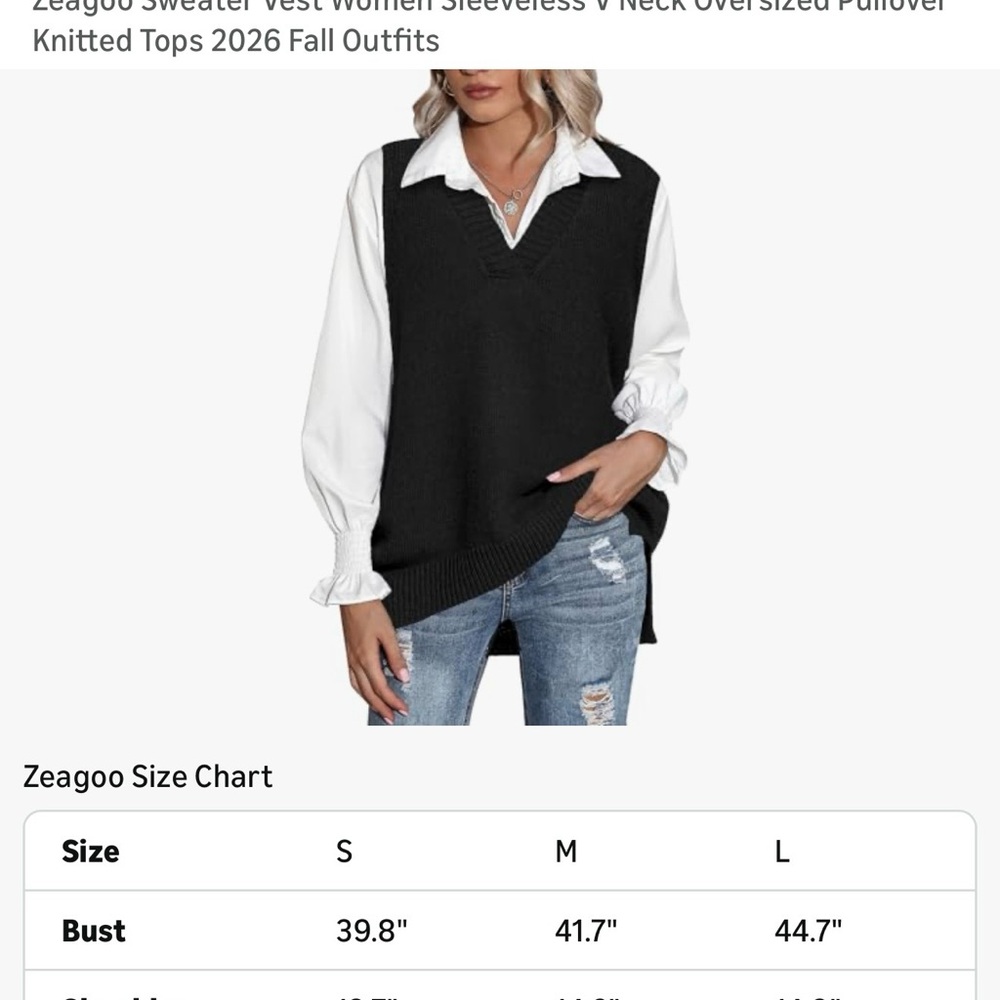 Zeagoo Black V-Neck Sweater Vest